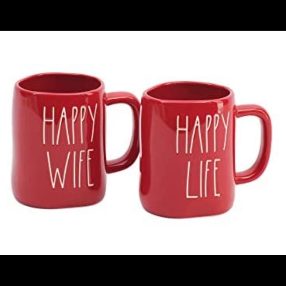 🌹New Rae Dunn Happy Wife Happy Life 2pc Mug Set